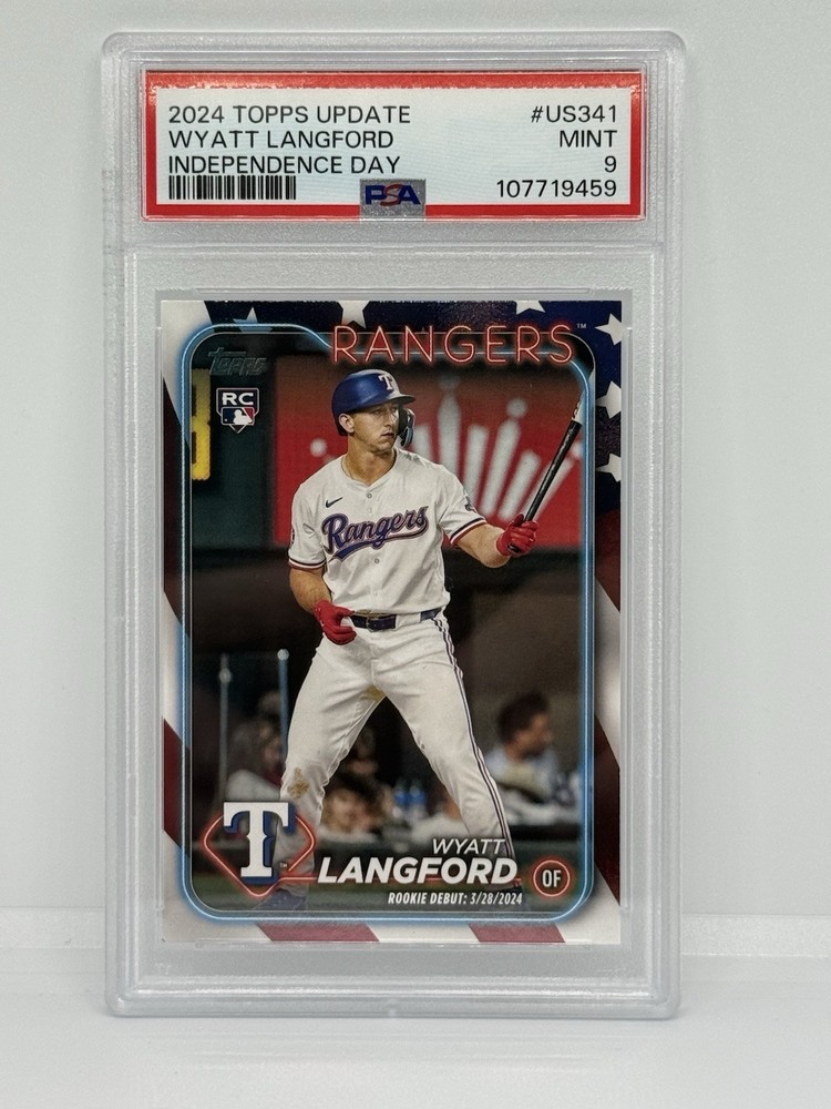 Topps 2024 Update Wyatt Langford Rookie Debut Independence Day /76 PSA 9 US341
