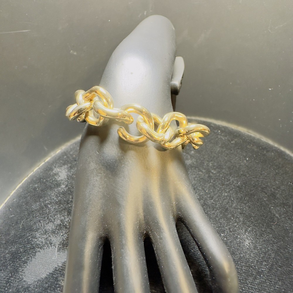 J CREW Open Link Chain Bracelet Gold Tone Chunky Size 6.25