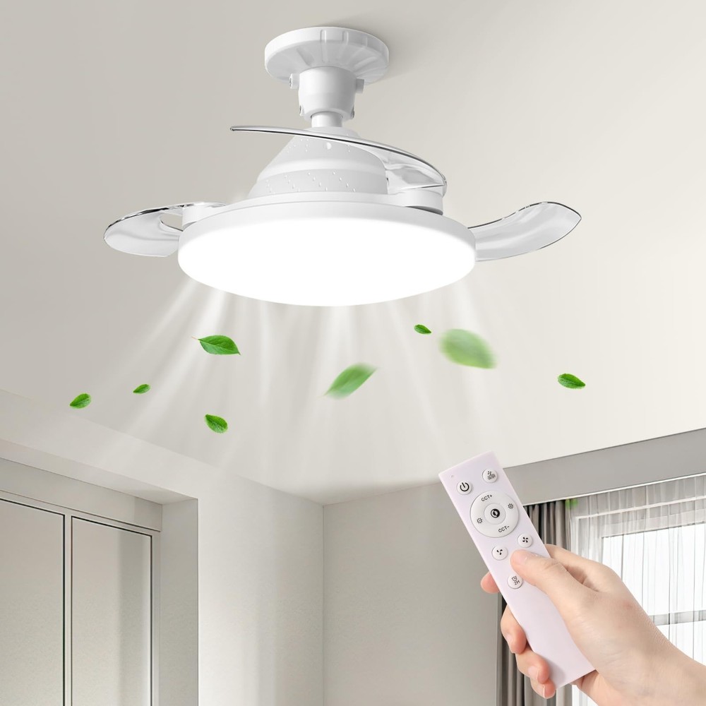 YISUN Retractable Ceiling Fans with Lights and Remote, 22.5 Inch Low Profile ...
