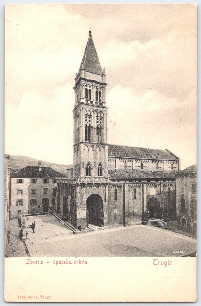 Trogir Croatia Cathedral St. Lawrence Bell Tower Ivan Belas Vintage Postcard
