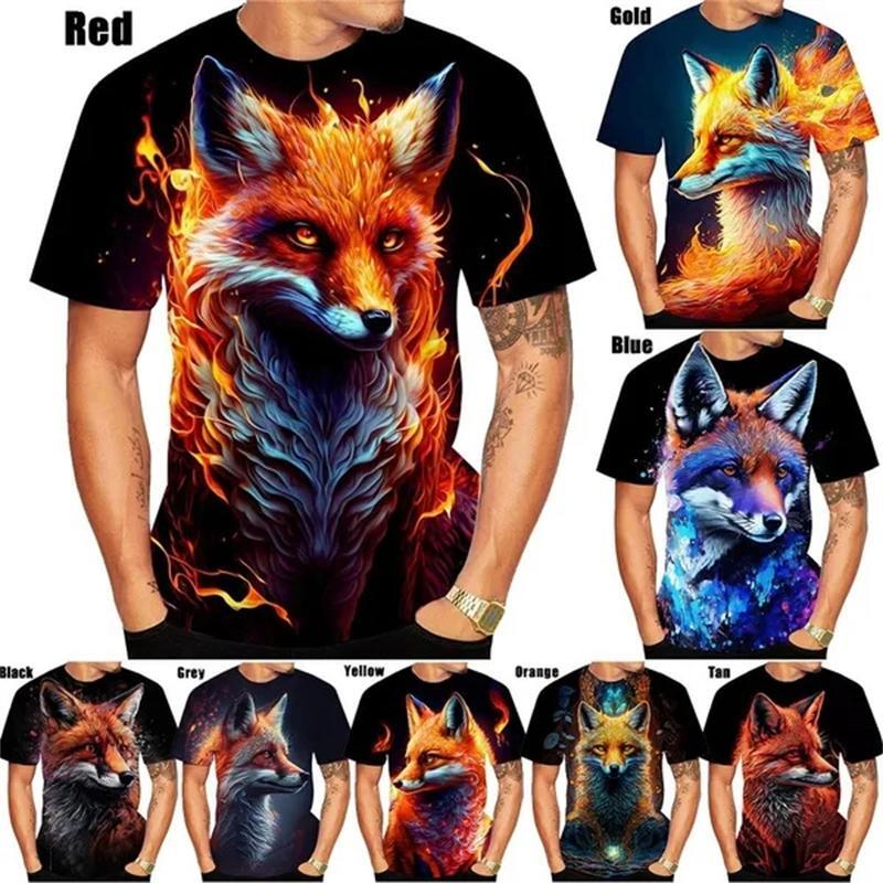 Fox Design Short Sleeve Mens Graphic T-shirt Print Tee Top O Neck