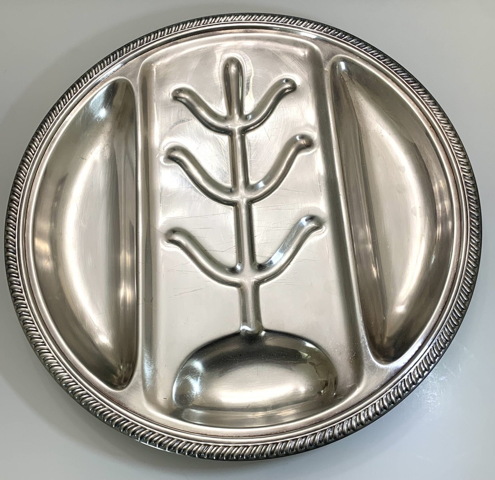 Sheffield Silver Round Meat Serving Tray, EPC 17G, Pat. 96.044, 14-1/2