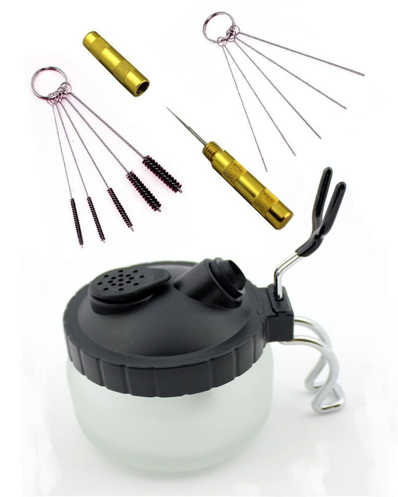 4 Set Airbrush Spray Gun Wash Cleaning Tools Needle Nozzle Brush Glass Cleani...