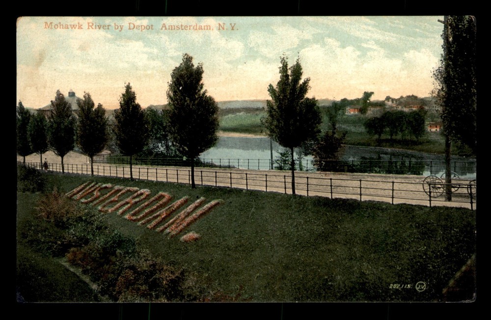 Mohawk River By Depot Amsterdam New York Unp Postcard