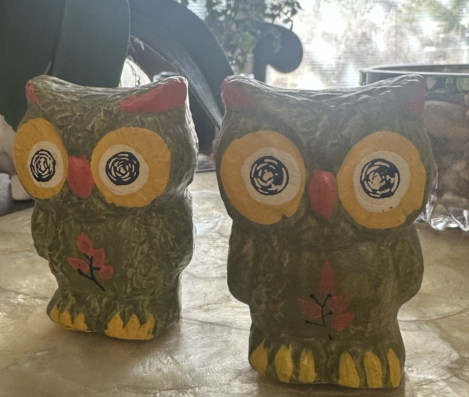 Vintage Owl Salt & Pepper Shakers Vintage Japan Retro Green