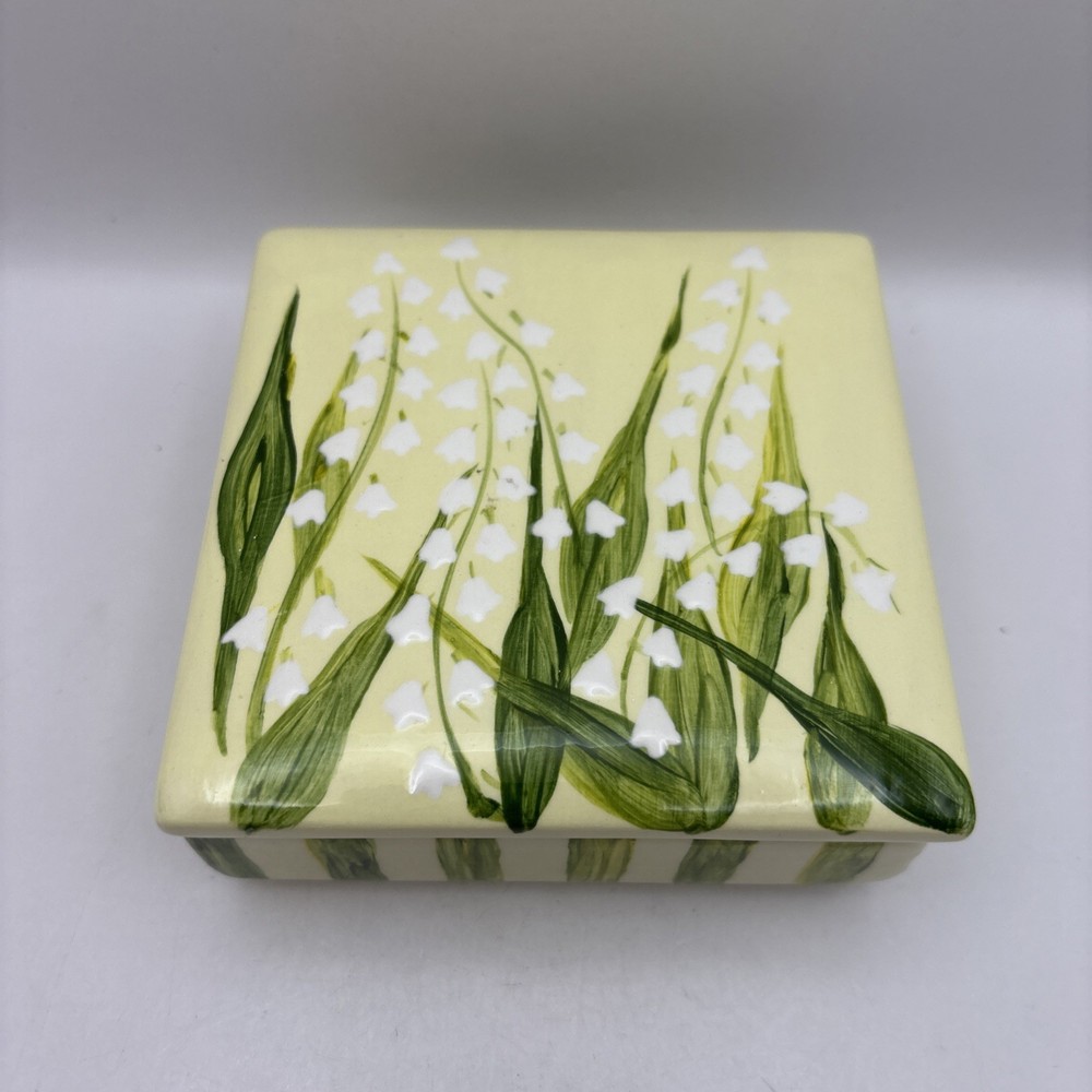 Lily of the Valley Ceramic Trinket Box with Lid~Made in Canada Signed