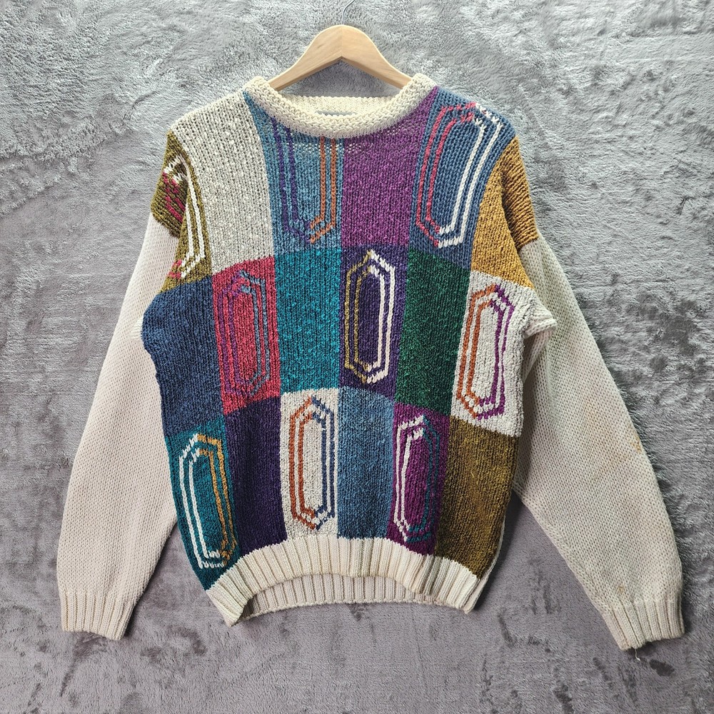 Concrete Vintage 90s Colorblock Knit Sweater Men’s L Abstract Graphic-image