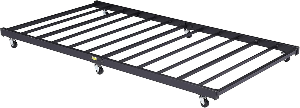 Upgraded Twin Trundle Bed Frame with Enhanced Roll-Out Metal Slats Support