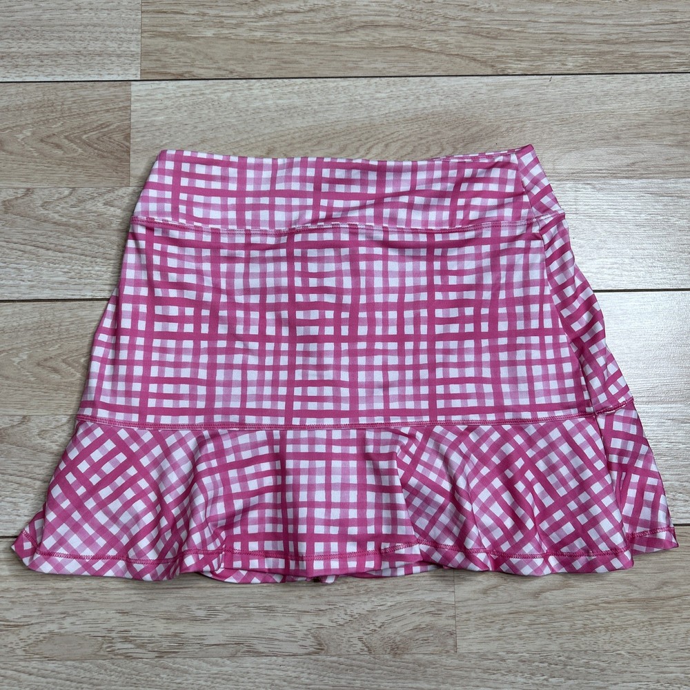Vineyard Vines Women's XS Pink Gingham Performance Tennis Skirt Stretch Skort