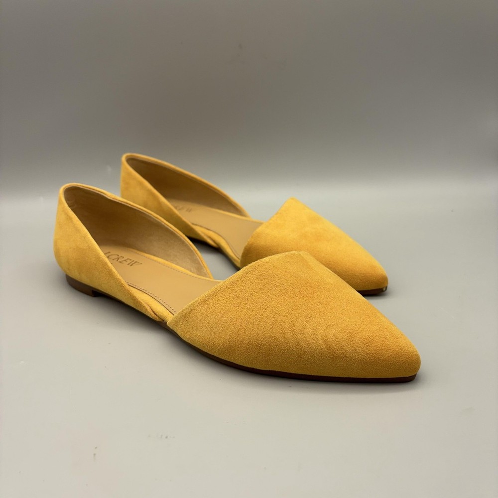 J.Crew Shoes Womens Size 7.5 Yellow Suede D'Orsay Flats Slip On Office Workwear