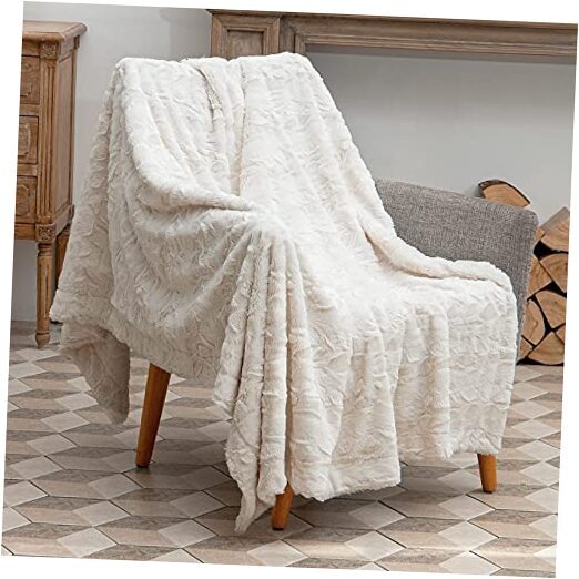 Soft Throw Blanket for Couch, No-Shedding Faux Fur 51
