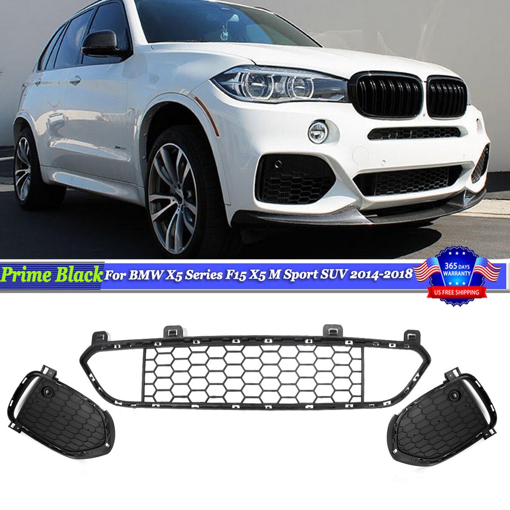 MP Style Front Lower Grille Mesh+Fog Light Covers For BMW F15 X5 Sport 2014-2018