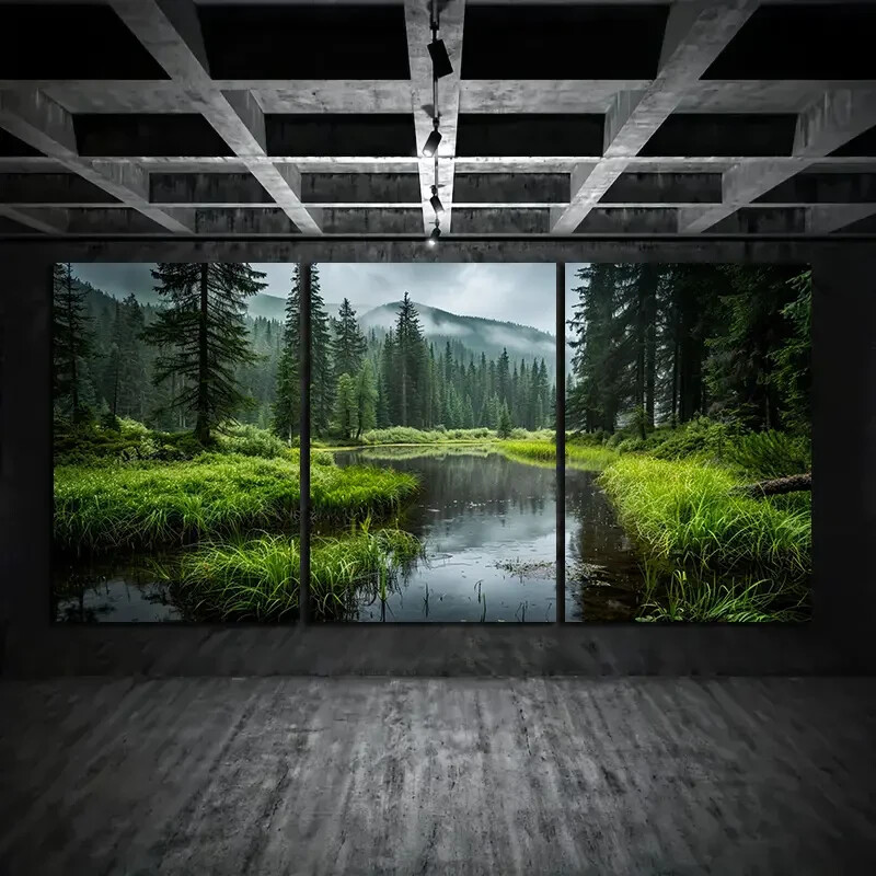 3pcs Forest Pond Scenery Palm Trees Metal Print  Ready to Hang Art