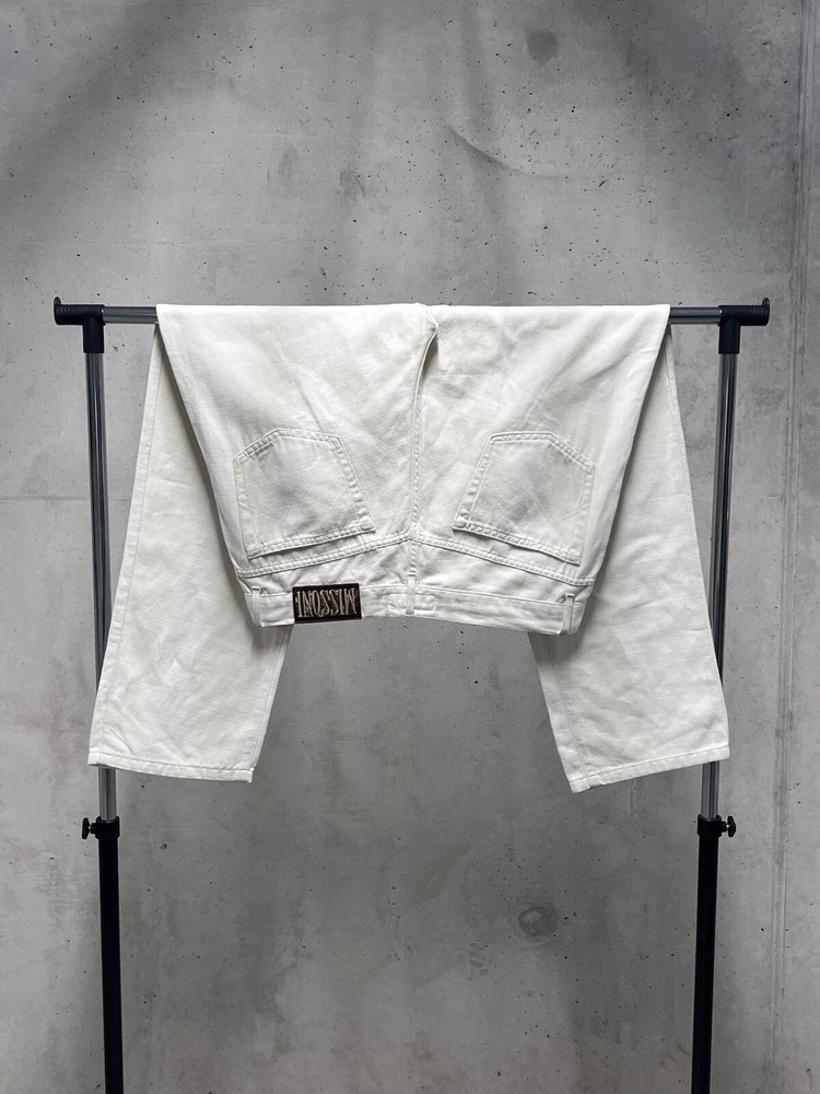 Vintage Missoni Light-Colored Relaxed Fit Linen Old Money St Trousers