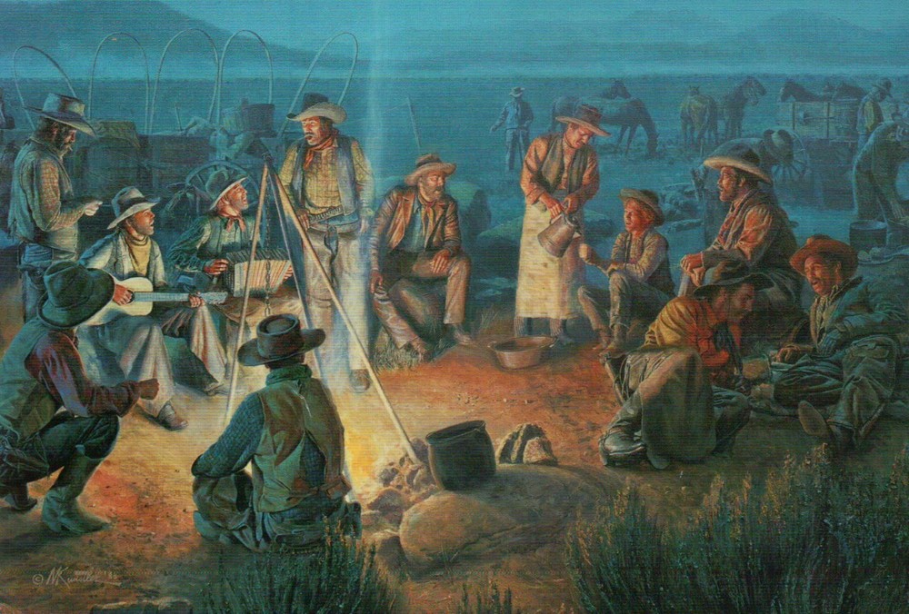 Home, Home on the Range, Cowboys around a Campfire, Horses --- 6