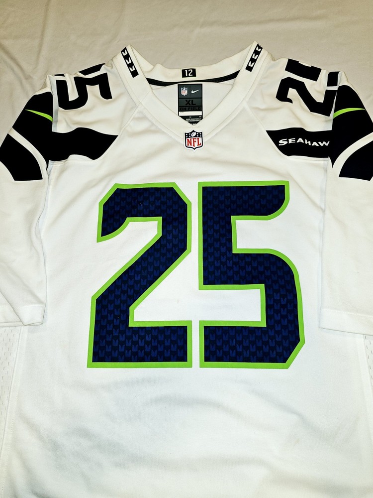 Camiseta deportiva Seattle Seahawks blanca sobre el campo Alt Richard Sherman talla XL para hombre