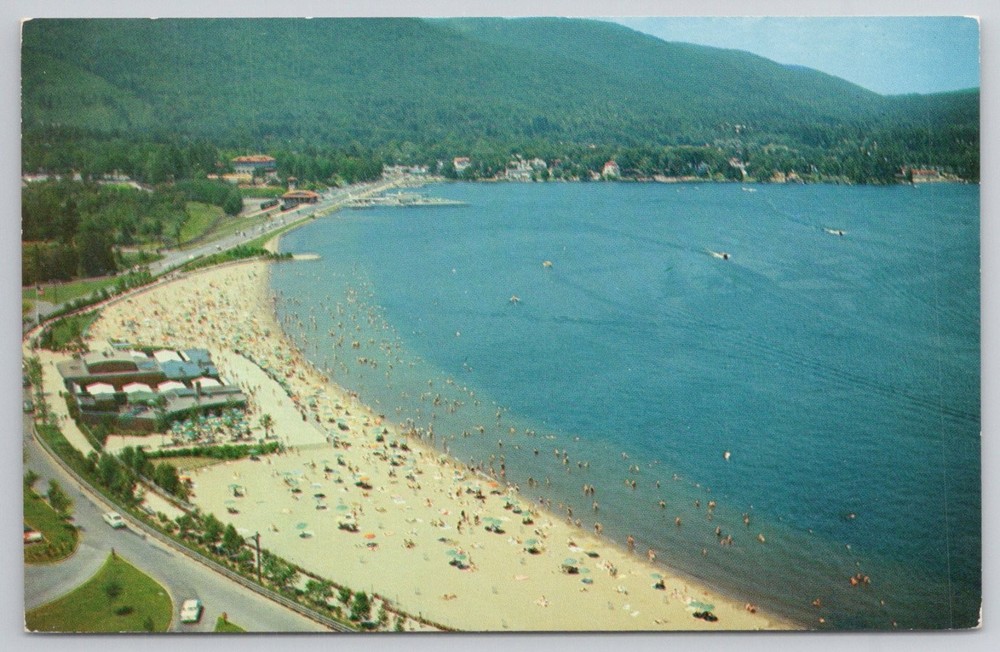 Vintage Lake George NY Million Dollar Beach Aerial View Postcard Richard Dean