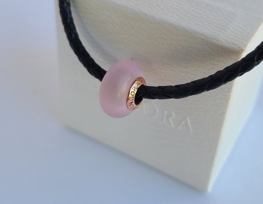 New Pandora Authentic Pink Murano Glass Charm for Bracelets – Mate Finish