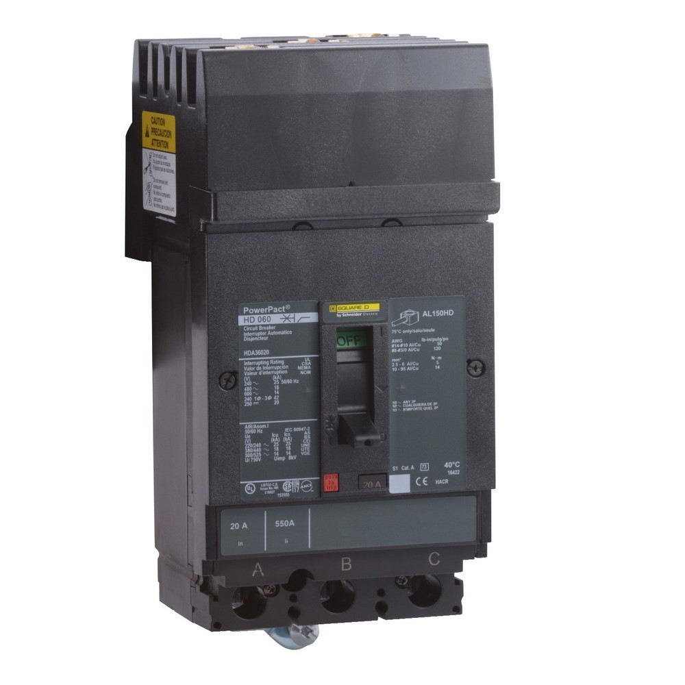 Square D HDA36020 Circuit Breaker - MCCB 20A 3P 600VAC 14kA