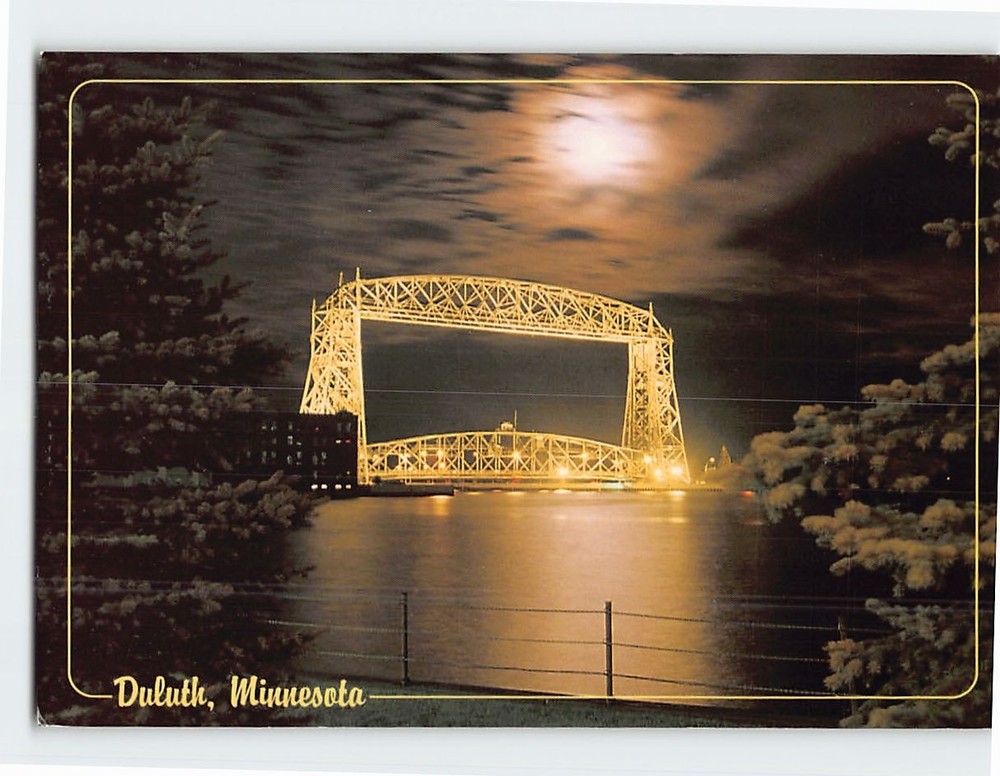 Postcard Aerial Lift Bridge Duluth Minnesota USA