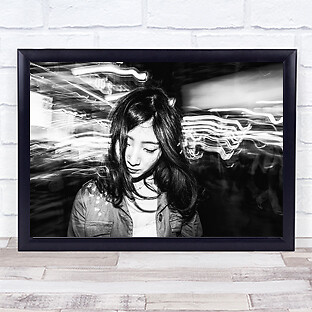 Tokyo Light Street Face Woman Crowd Busy Stress Stressful Wall Art Print