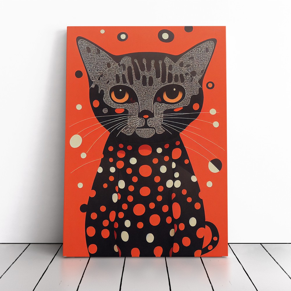 Spotty Cat Abstract Canvas Wall Art Print Framed Picture Home Decor Living Room