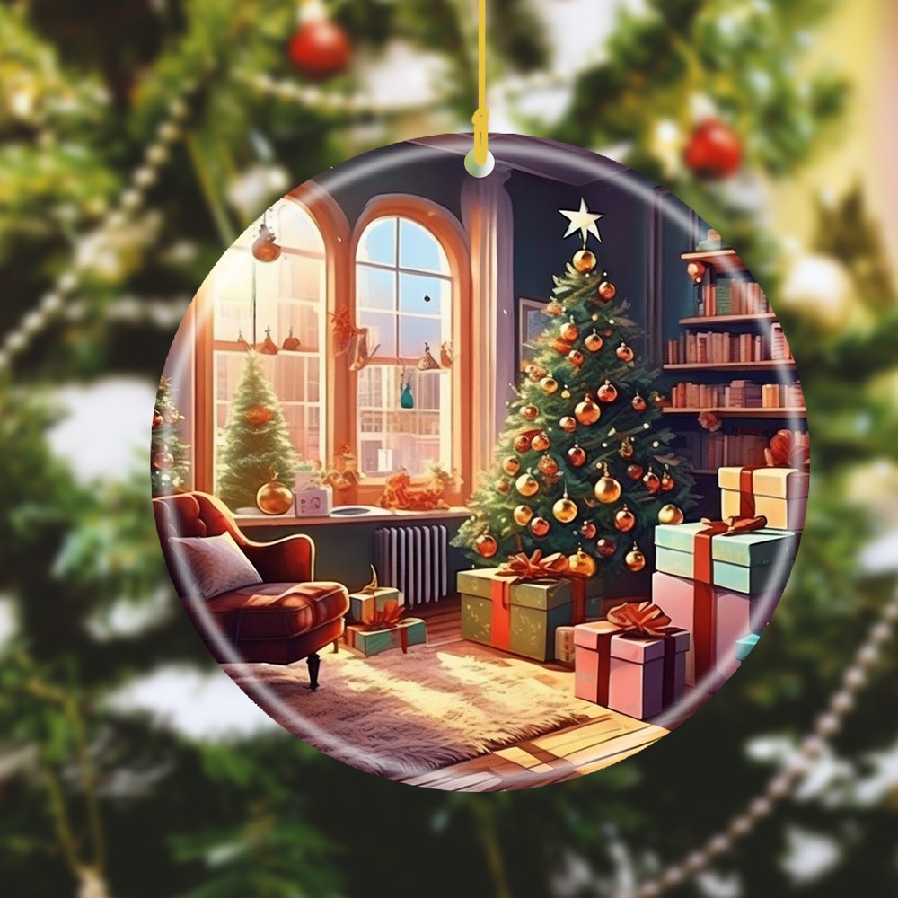 Custom Text Name Personalized image Ceramic Holiday Ornament Christmas Accent-image