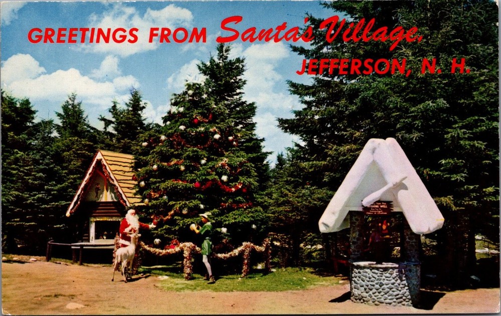 Vintage Santa's Village Jefferson NH Postcard - Giant Christmas Tree Wishing