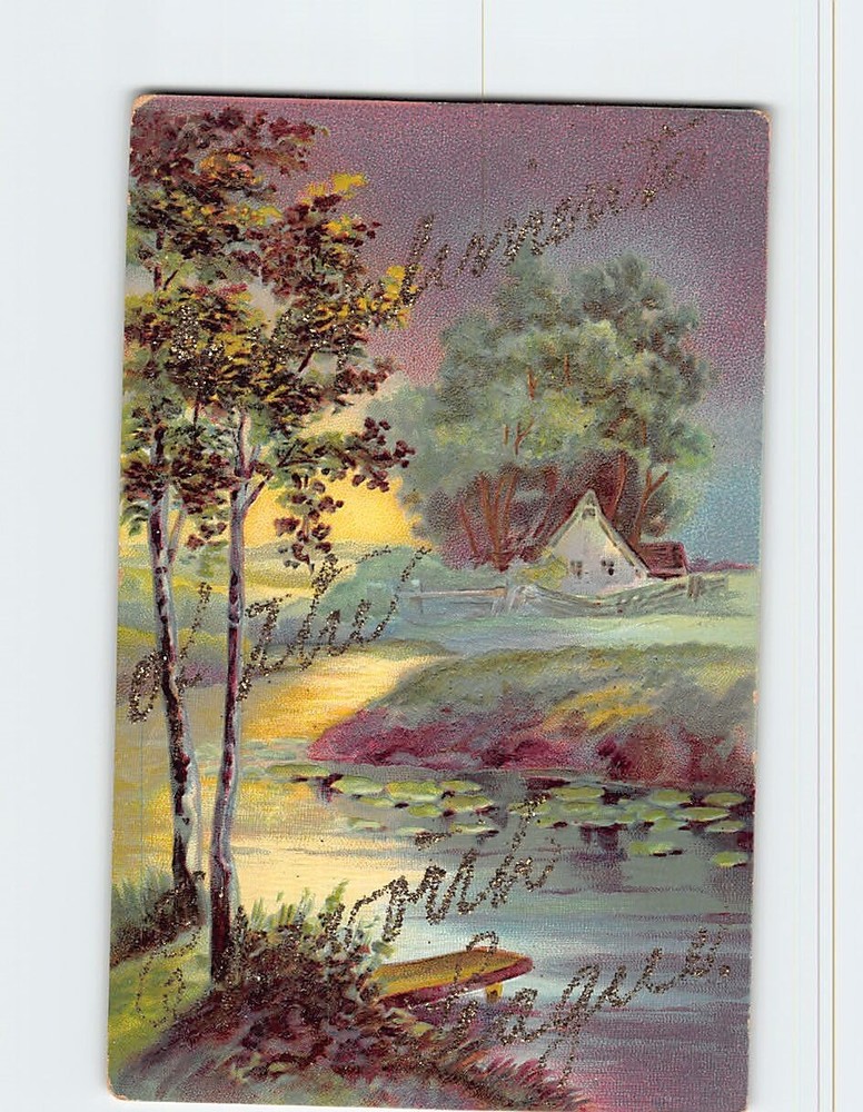 Postcard Countryside Nature Scene Embossed Card