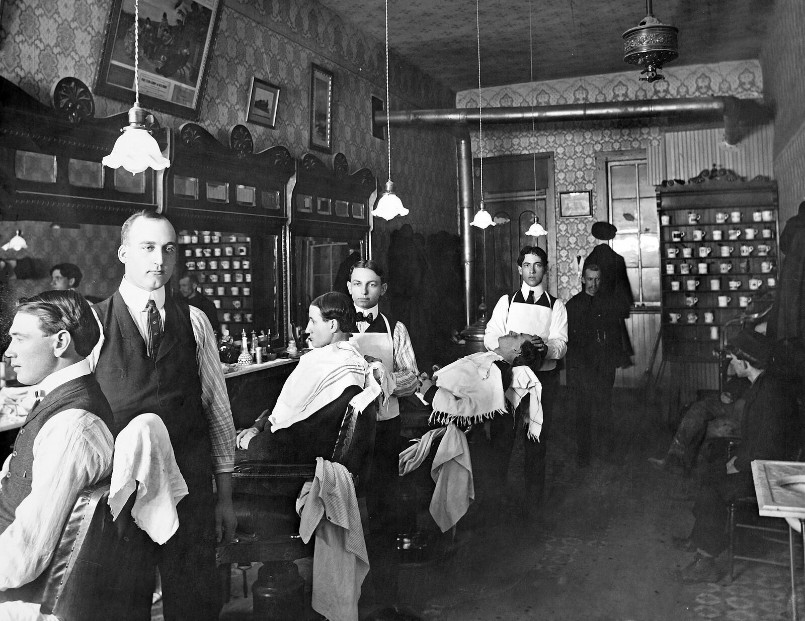1903 Downings Barber Shop, Junction City, Kansas Old Photo 8.5