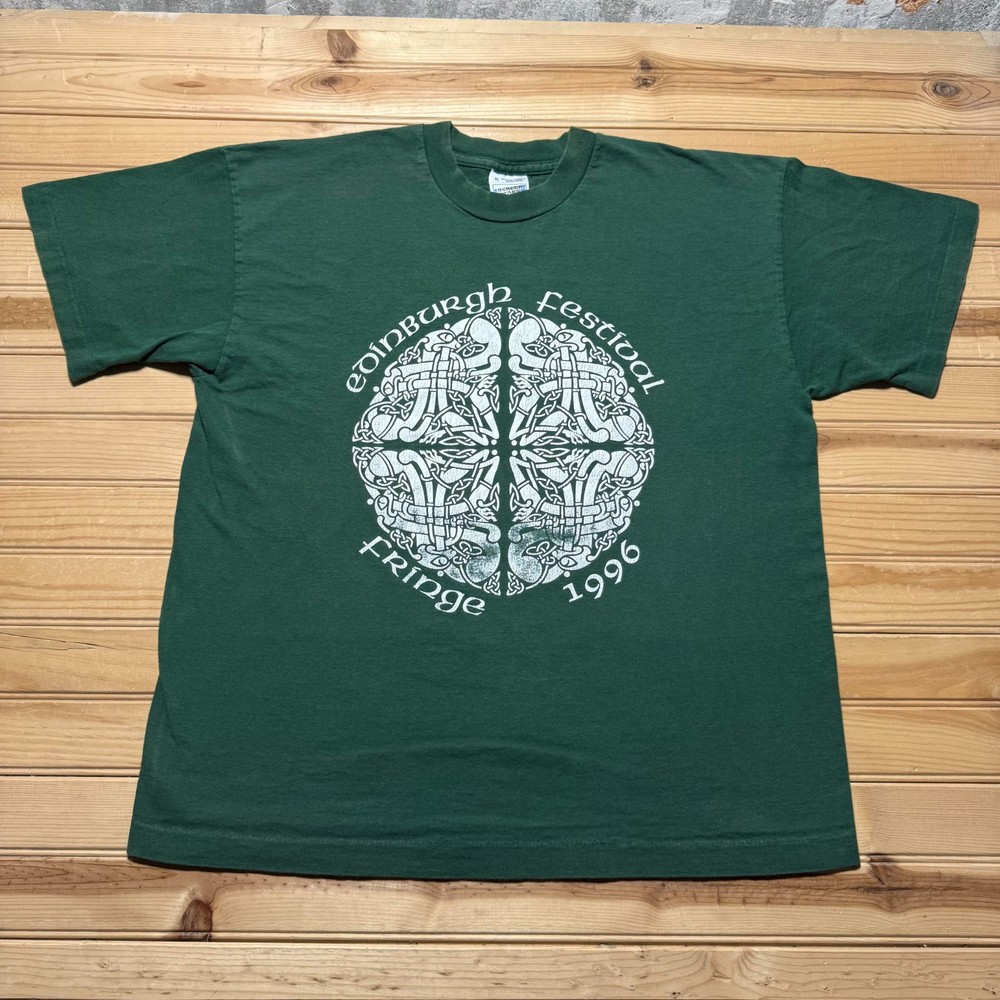 Vintage 1996 Edinburgh Festival Fringe Celtic Knot Graphic T-Shirt USA Made - XL