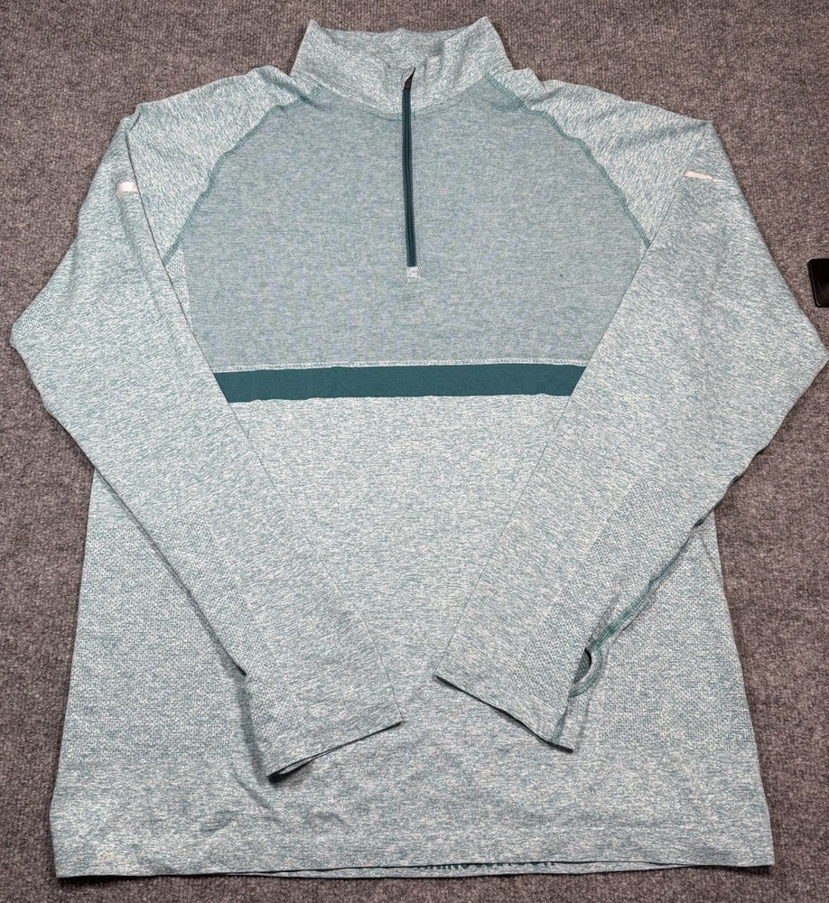 Nike Dri Fit 1/4 Zip Performance Long Sleeve Running Top (Women's 2XL) Blue Aqua