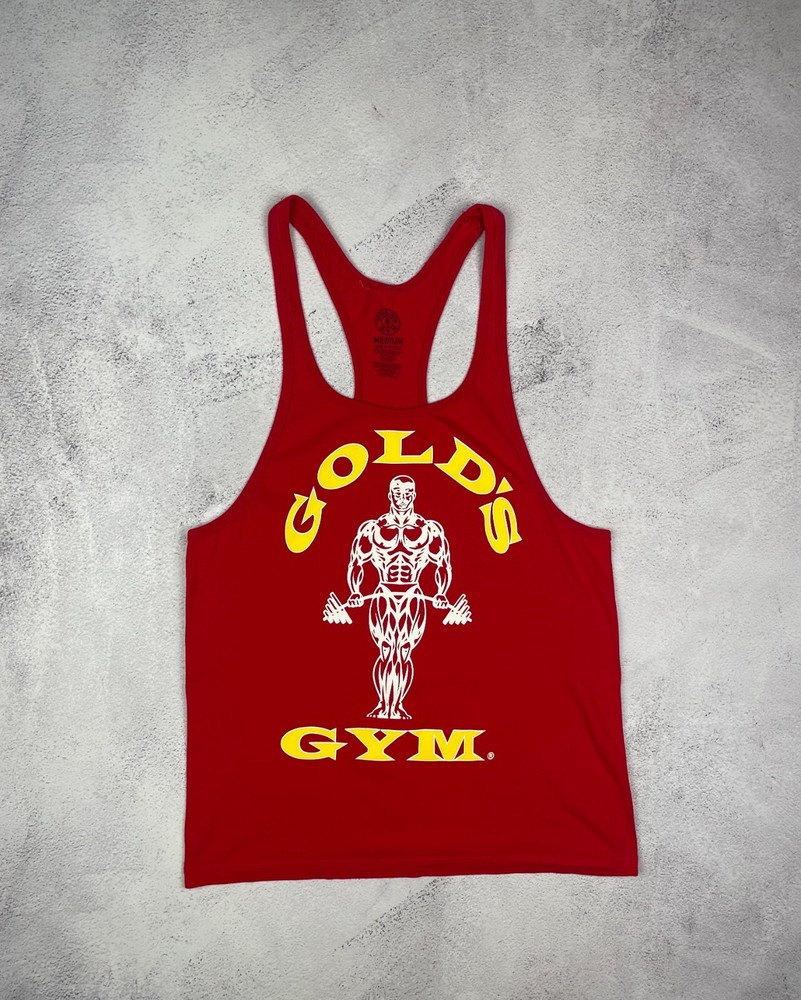 Gold's Gym Red Stringer Tank Top – Bodybuilding Sleeveless Shirt Size Medium