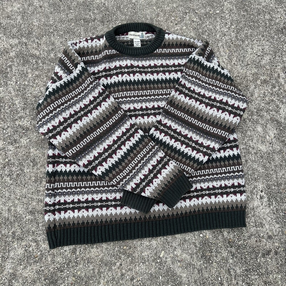 VTG Fieldmaster Crewneck Ski Sweater Winter Pattern Cotton Size XXL Made in USA