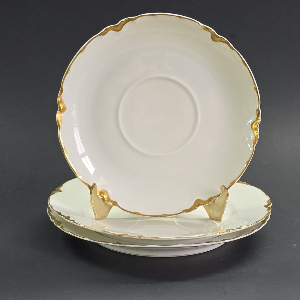 HAVILAND & CO. LIMOGES FRANCE RANSON SCALLOPED GOLD RIMMED BREAD PLATES & Saucer