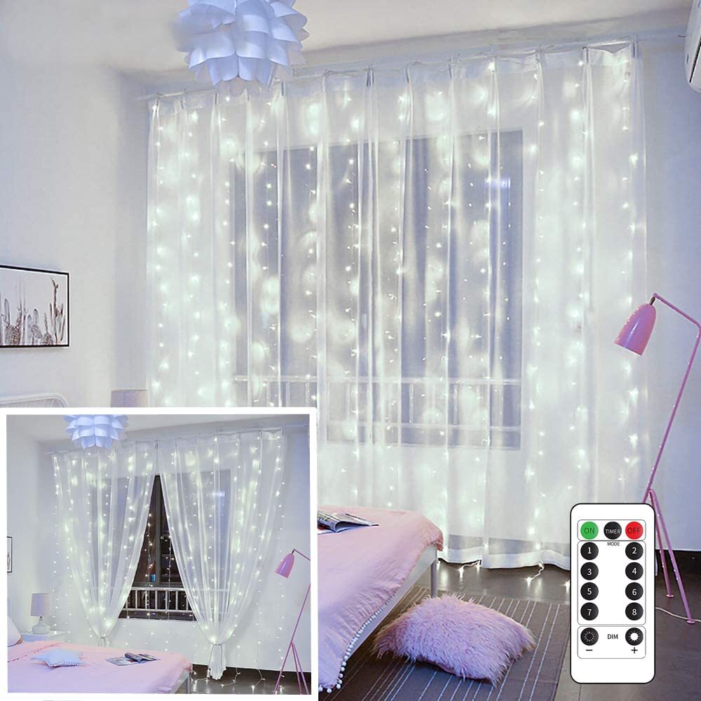 String Lights Curtain,USB Powered Fairy Lights for Bedroom Wall Party,8 Modes...