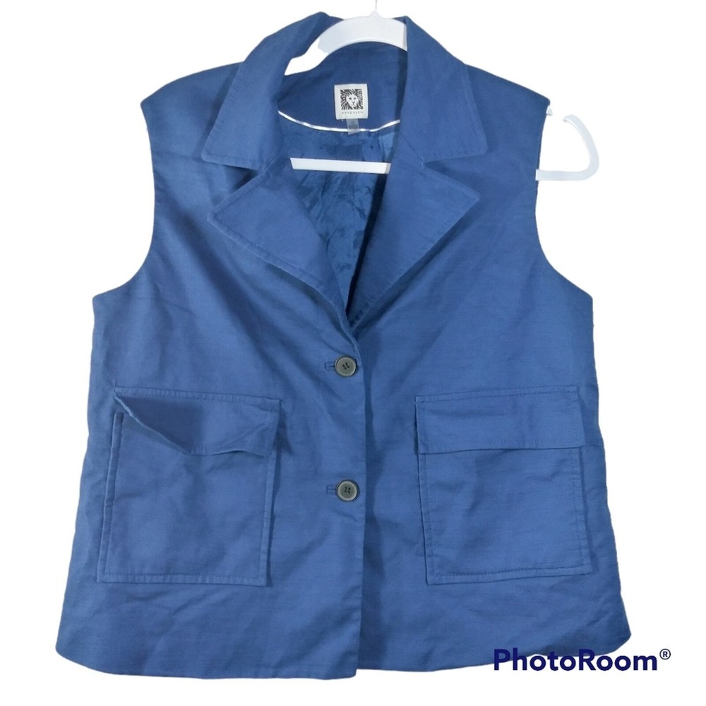 Anne Klein Mariner Royal Blue Button Front Vest 12