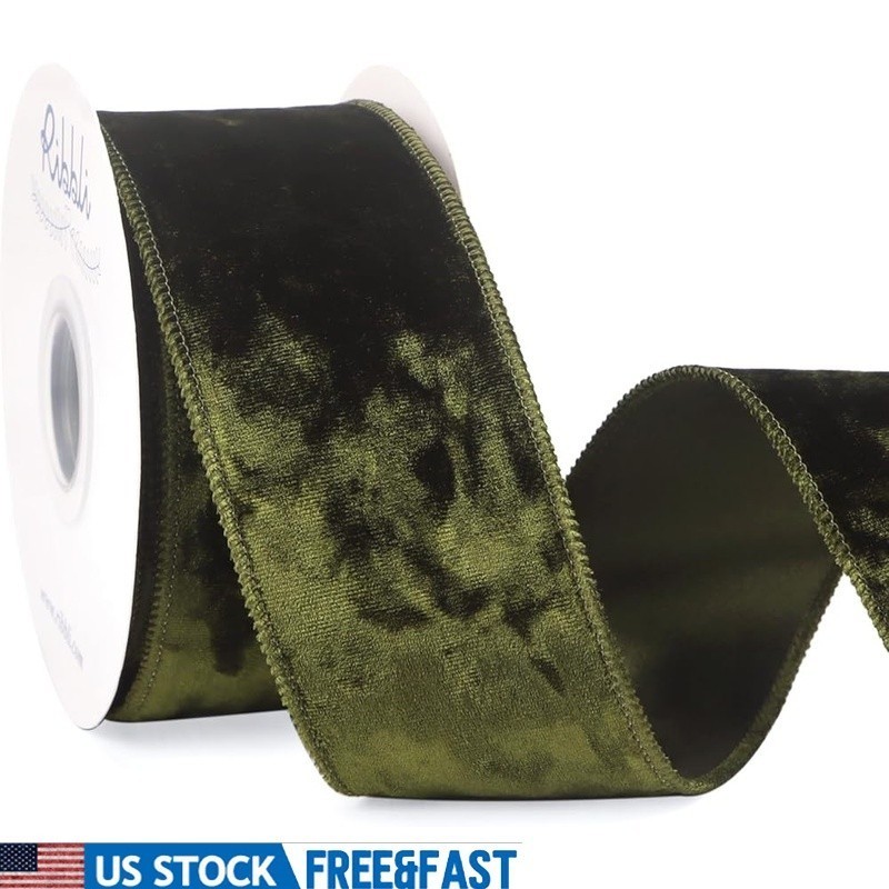 Luxury Velvet Wired Ribbon 10 Yards Christmas Wreaths Gift Wrapping Home Decor