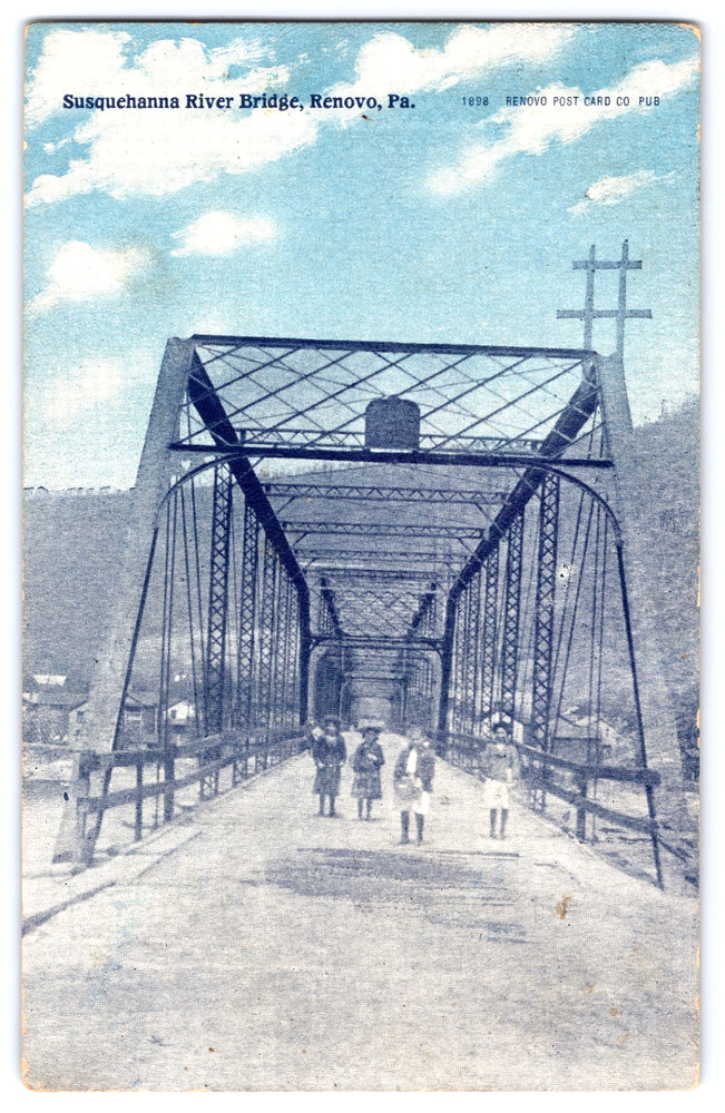Renovo Pennsylvania PA Susquehanna River Bridge Children Vintage 1908 Postcard