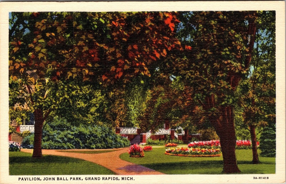 Grand Rapids MI-Michigan, Pavilion, John Ball Park, Vintage Postcard