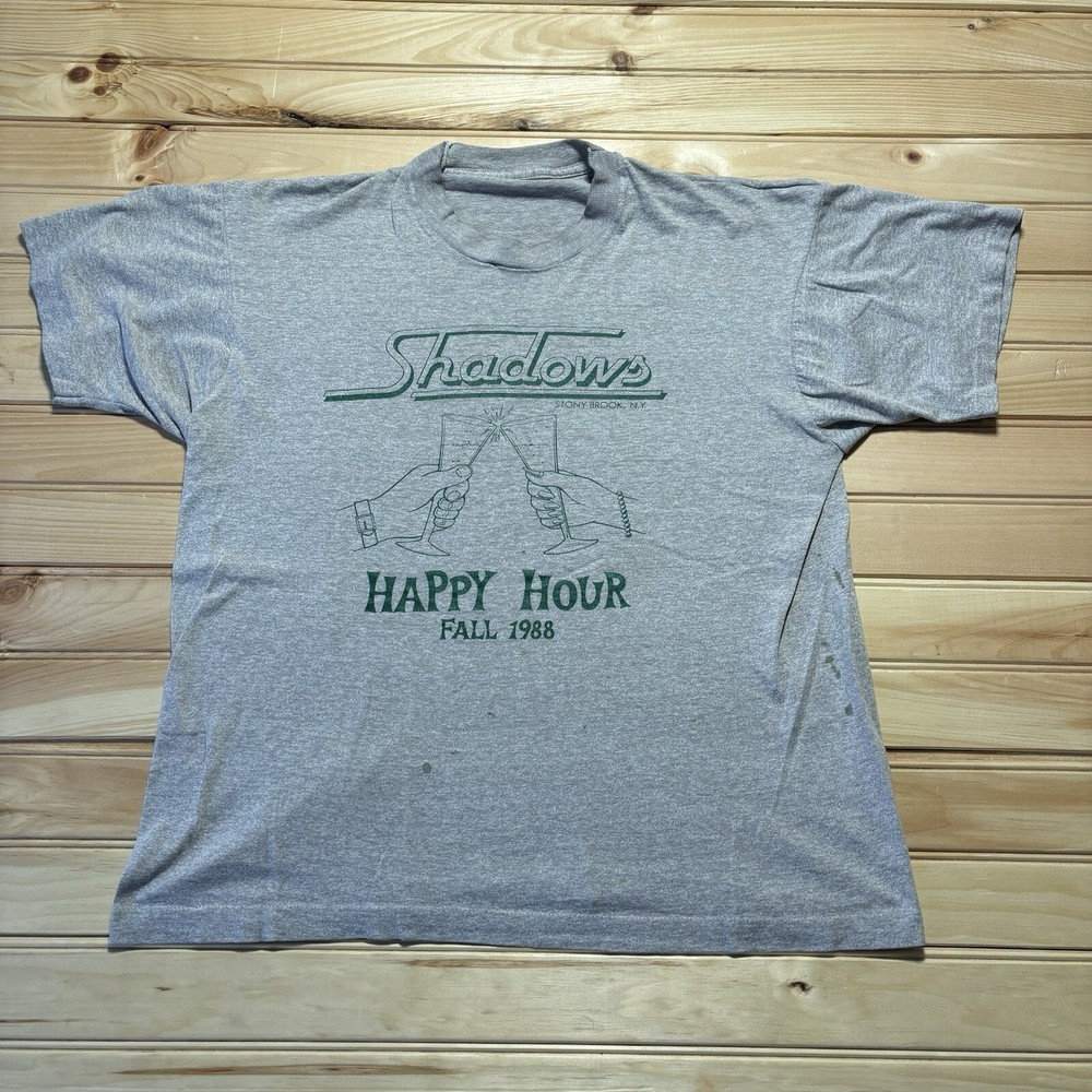 Vintage 80s Shadows Happy Hour Stoney Brooke Martini Bar 1988 Shirt Size Large