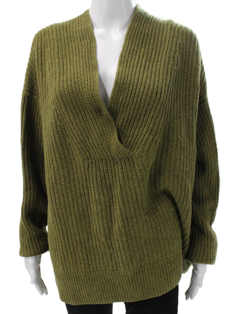 Vince Women Green V-Neck Wool Blend Pullover Sweater Long Sleeve Size LFree Shipping in US $100+ Orders | $6.95 Orders Below