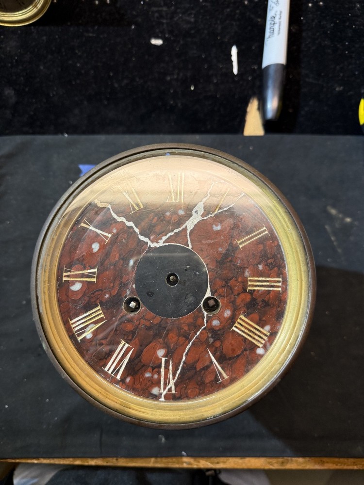 (N131) Antique French mantle Clock Movement & bezel & Dial LARGE
