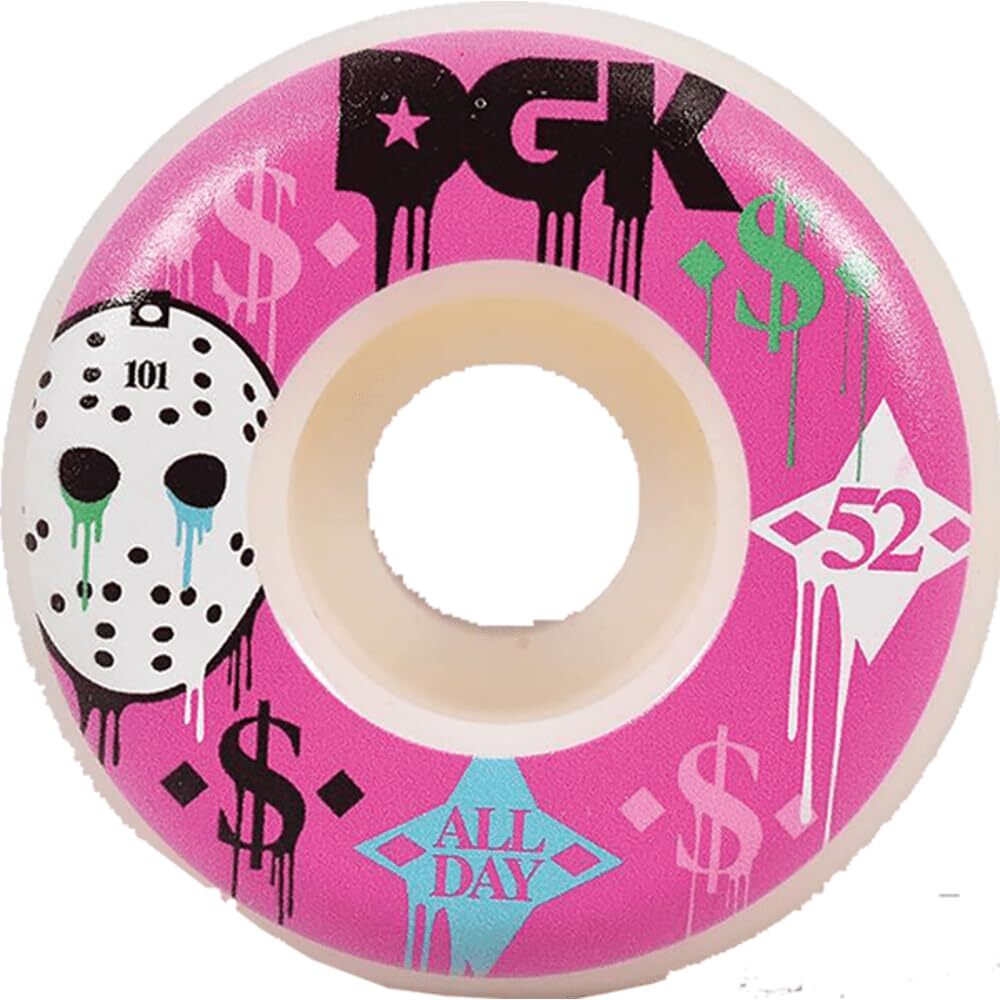 DGK Monogram 52mm 101A White/Pink Skateboard Wheels (Set of 4)