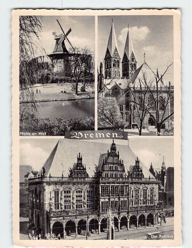 Postcard Famous Places and Landmarks in Bremen Germany