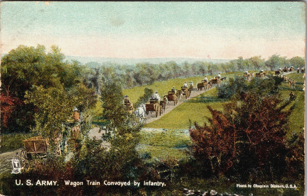 U.S Army Wagon Train with Infantry TUCK'S World War One 1 Military Postcard