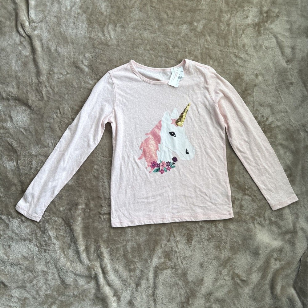 NWT Crewcuts Girls Long Sleeve Shirt With Unicorn Size 10 Pink
