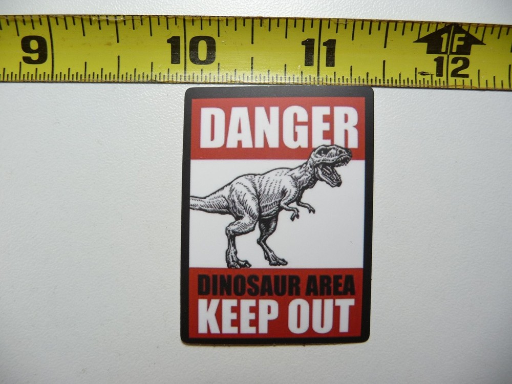 Danger Keep Out Dinosaur Sticker Decal for Wall or Door