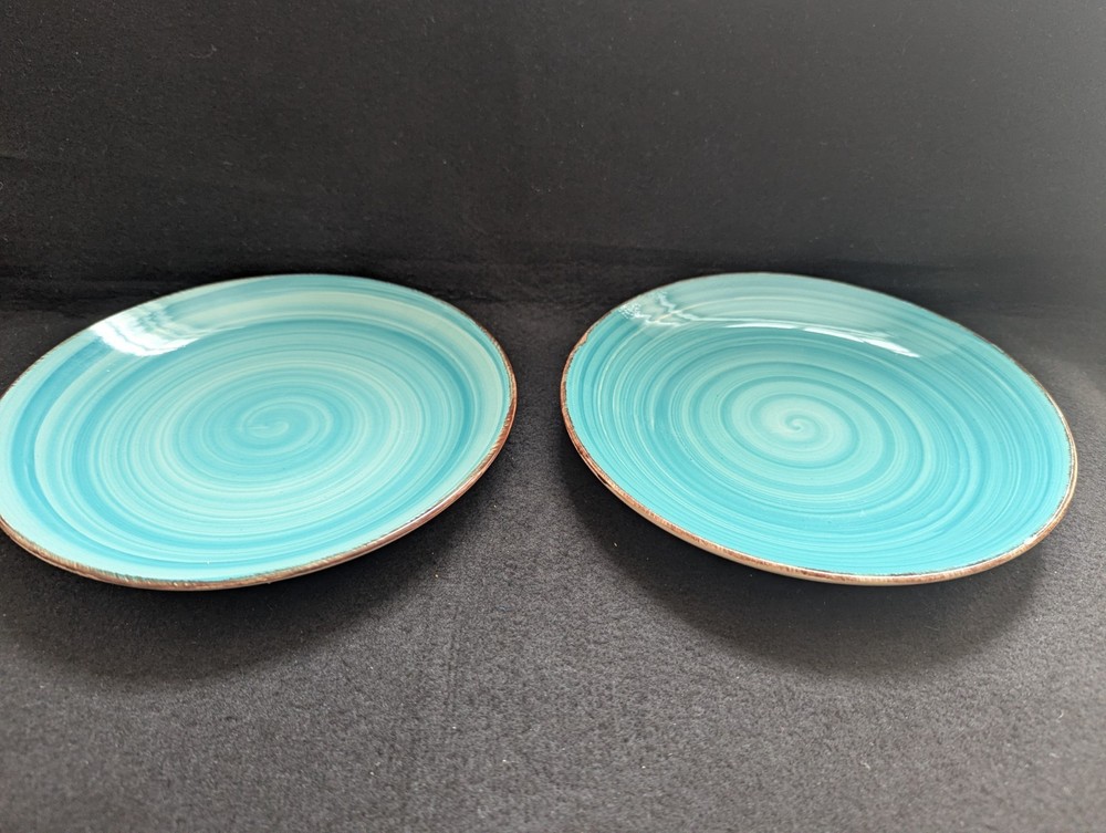 Set of 2 Royal Norfolk Salad Plates in a Beautiful Turquoise Swirl Pattern