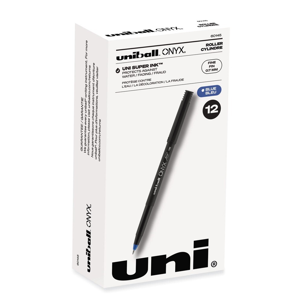 uni-ball 60145 ONYX Fine 0.7 mm Roller Ball Pen - BLK/BL (1 Dozen) New